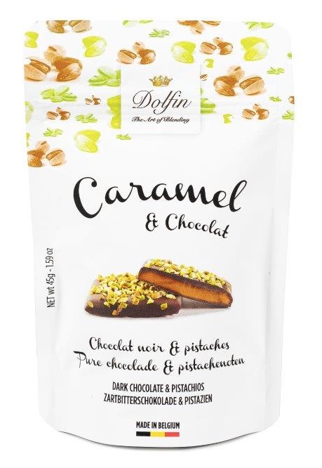 Caramel chocolat noir pistaches 45g Dolfin