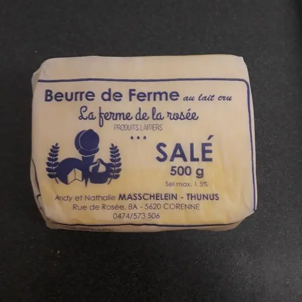 Beurre - La ferme de la rosée - Corenne (salé, 500gr)