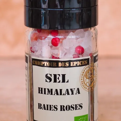 Moulin Sel rose de l'Himalaya Baies roses BIO 90gr - CDE