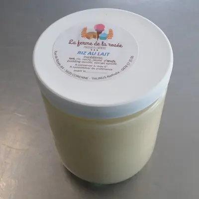 Riz au lait 400 gr Pot en verre- La ferme de la rosée - Corenne 