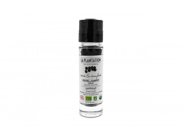 [KBP55GR] Poivre de Kampot noir 55gr - Moulin - La Plantation