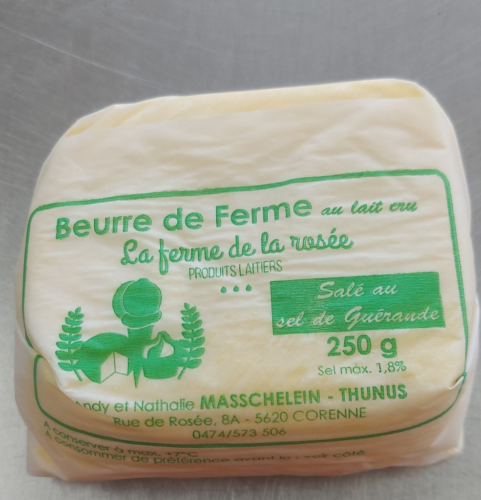 Beurre salé sel de Guérande 250gr- La ferme de la rosée Corenne